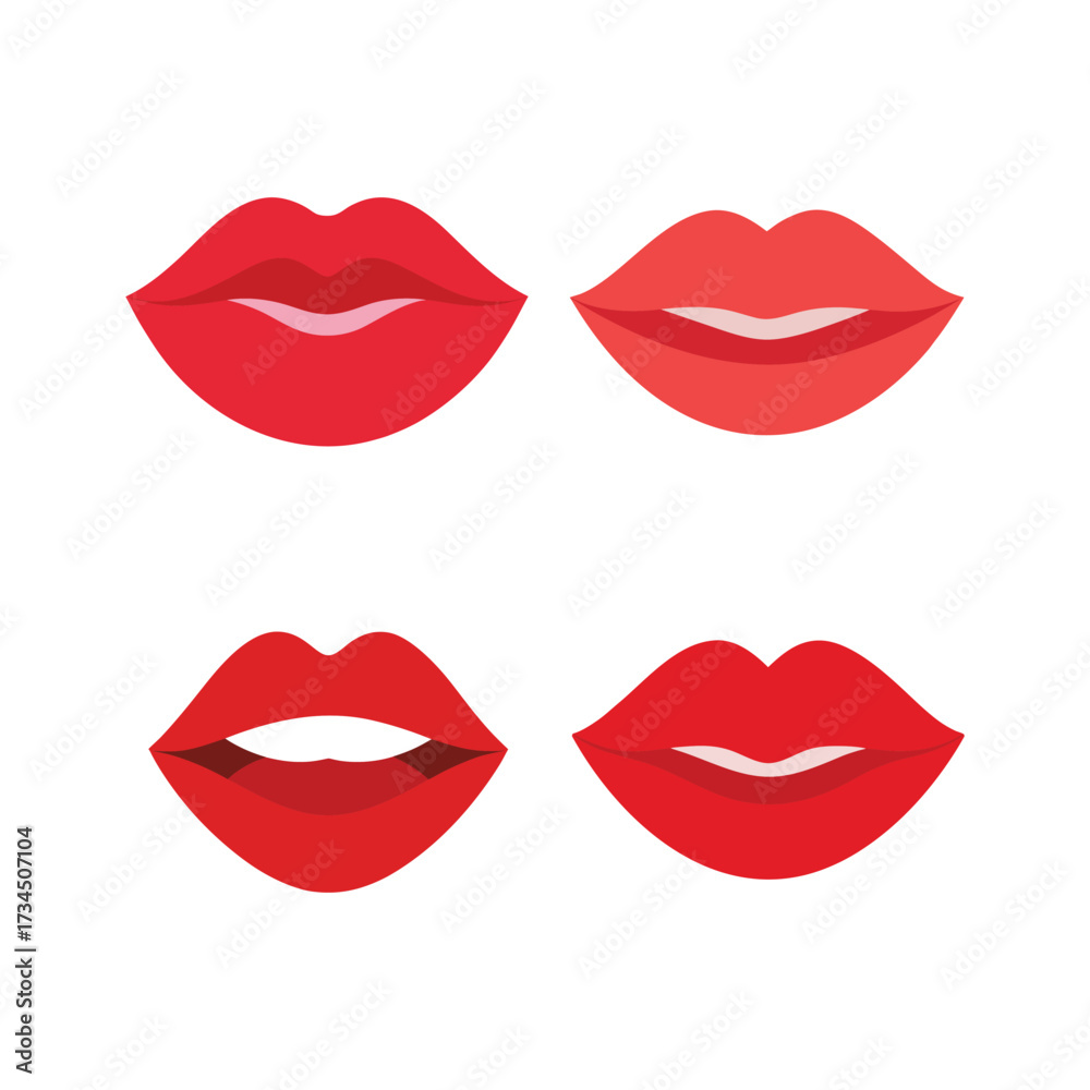 Obraz premium Red Lips Vector Illustration Set