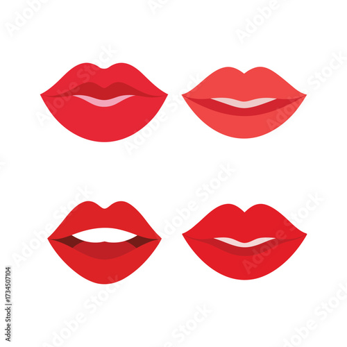 Red Lips Vector Illustration Set