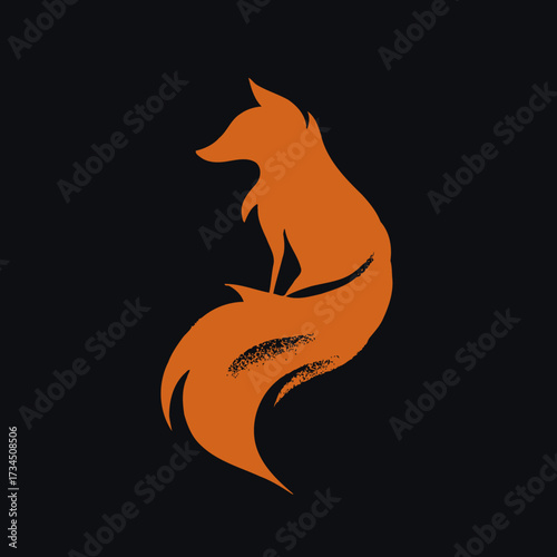 Minimalist fox silhouette on a black background, stylized and elegant design