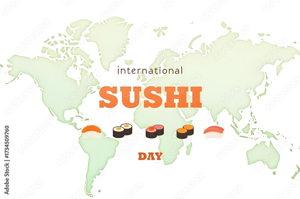 Naklejka premium Happy National Sushi Day