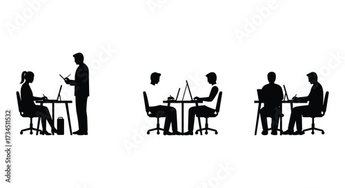 People working together in an office setting a striking silhouette