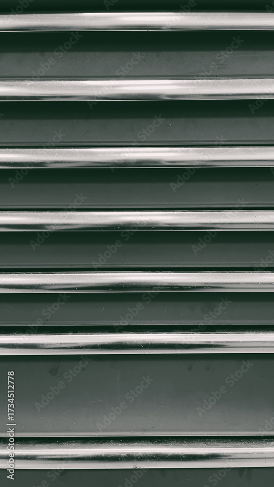 Obraz premium Metallic Industrial Surface With Parallel Lines Front View Black White. Shiny Modern Steel Texture With Geometric Pattern Detail Monochrome Color