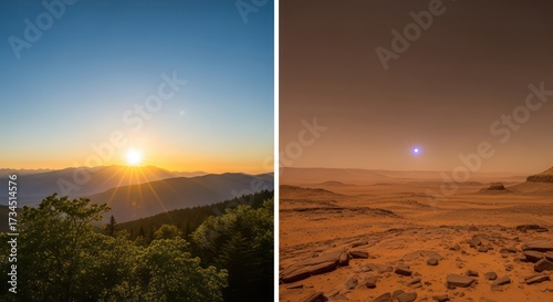 Earth and Mars Sunset Comparison - A Tale of Two Worlds.
