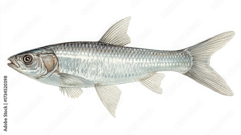 Fototapeta premium elegant mullet fish with silver gray body