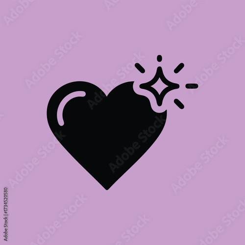 Stylized heart with sparkle effect on a soft purple symbolizing love and affection