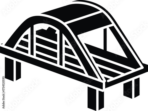 Black and white illustration of a simple arch bridge structure