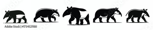 black and white silhouette vector of a tapir