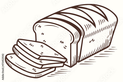 Loaf of Bread with Sliced Pieces in Vector Illustration