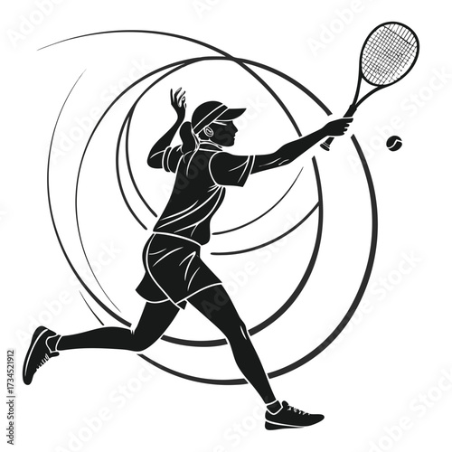 High-quality badminton player vector silhouette design showing dynamic sports action with racket and shuttlecock. Perfect for sports illustrations, athlete posters, fitness graphics, competition banne