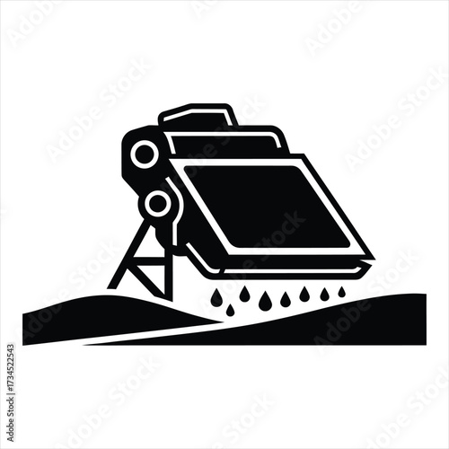 Silhouette of a farming machine for crop harvesting