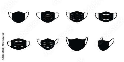 Medical face mask icon set, Protection and safety symbol