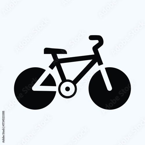 Minimalist black and white silhouette of a bicycle with a simple frame and large wheels on a light
