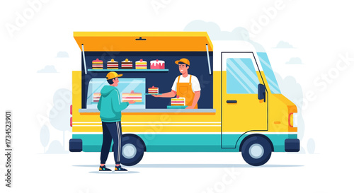 Delicious sweets served fresh from a vibrant food truck delighting customers and showcasing