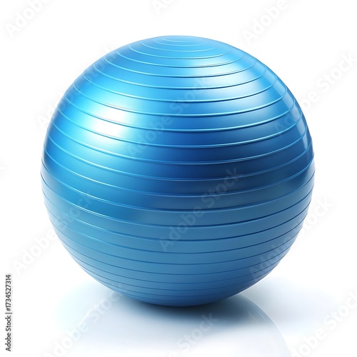 Realistic 3d rendering of a blue physiotherapy exercise ball for fitness and rehabilitation