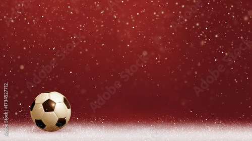 Winter football (soccer), template for sport invitation for christmas, empty space
