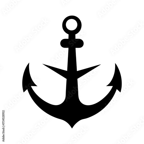 Silhouette anchor with star symbol nautical guidance concept minimal clean vector sketch design with white background