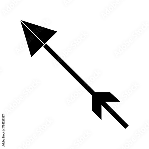 Silhouette arrow with triangle tip minimal sharp direction symbol clean vector design illustration with white background