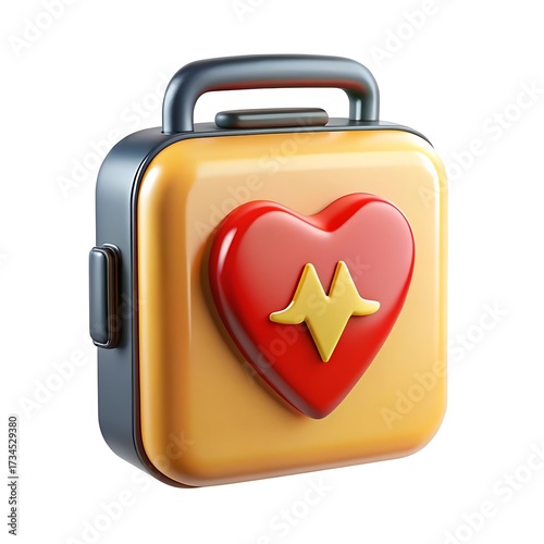 3d medical icon of defibrillator paddles heartbeat ecg symbol health care emergency