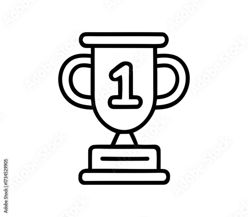 line art icon of a first place trophy. trophy cup icon