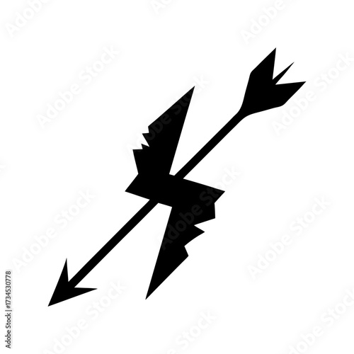 Silhouette broken arrow minimal failure symbol clean concept vector sketch design illustration with white background