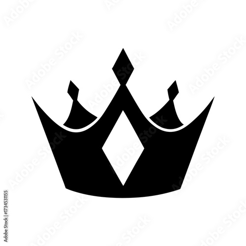 Silhouette crown with diamond shape royal jewel concept minimal clean vector sketch illustration with white background