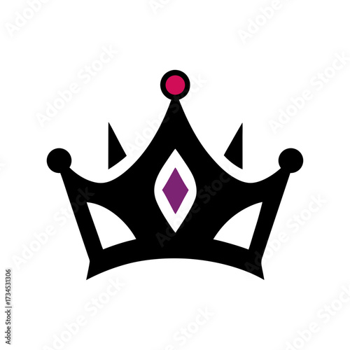 Silhouette crown with jewel shape elegant royal symbol minimal clean vector sketch illustration with white background