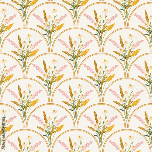 Seamless geometric pattern print, autumn cozy rustic digital paper, fabric print, vector background.
