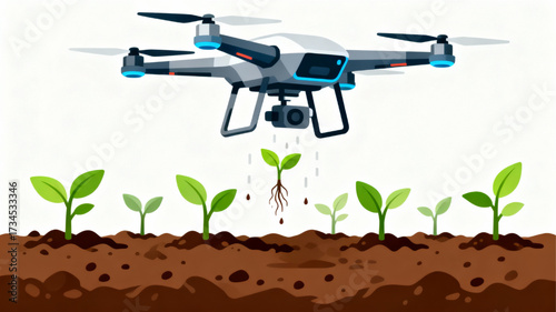 Drone Reforestation Vector Art