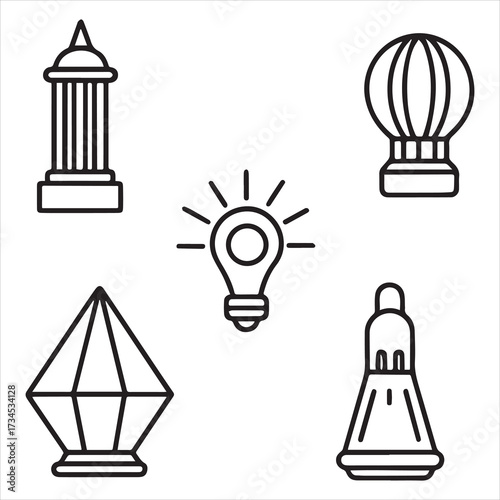 printer machine icon set vector