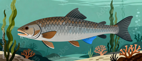 Jurassic Prehistoric Fish Vector Art