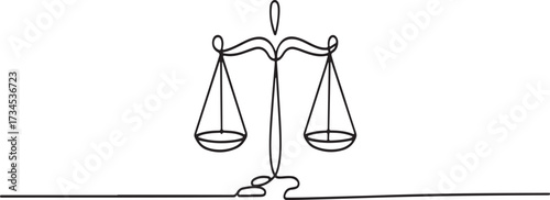 Black outline of a balance scale with two pans weighing instrument justice symbol