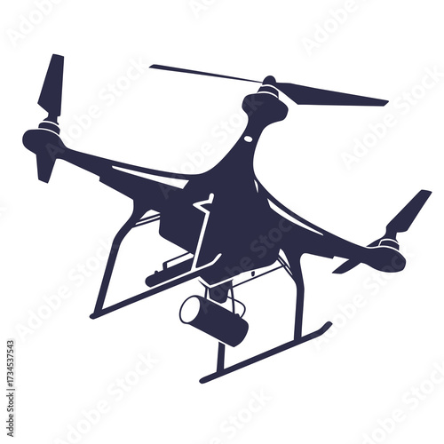 Silhouette of a drone with a camera attached flying