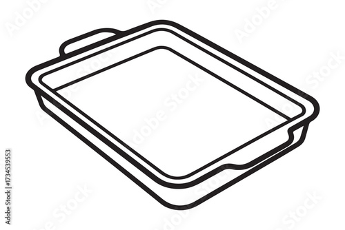 Baking Tray Line Art Vector Illustration With White on white background    
