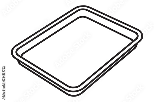 Baking Tray Line Art Vector Illustration With White on white background    
