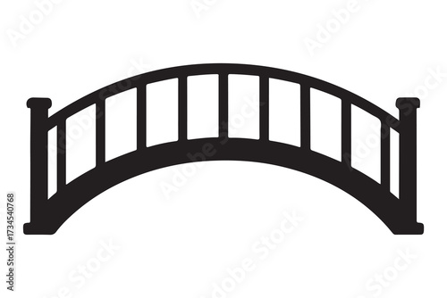 a decorative curved bridge silhouette vector