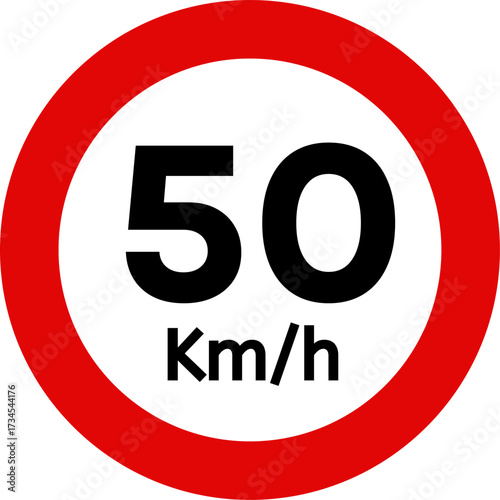 Speed Limit 50 km h Traffic Sign