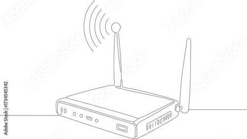Simple Outline Drawing Wireless Router Internet Device Network Equipment