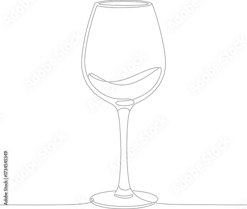 Simple Line Art Wine Glass Outline Drink Alcohol Illustration