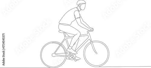 Minimalist Line Art Cyclist Riding Bicycle Fitness Healthy Lifestyle Illustration