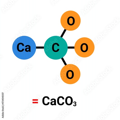 CaCO3 Calcium carbonate molecular stucuture illustration