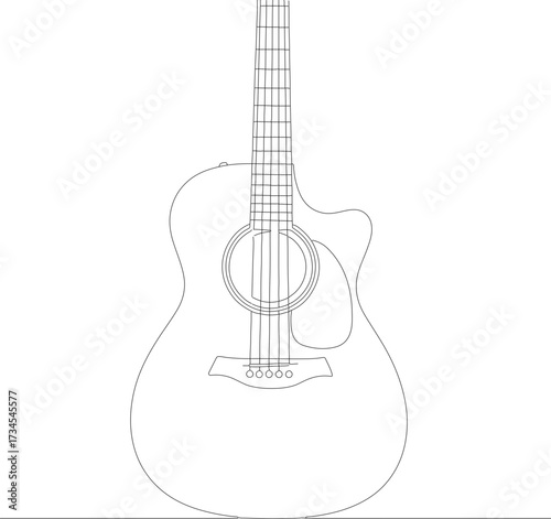 Minimalist Line Art Guitar Musical Instrument Acoustic Creative Style Design