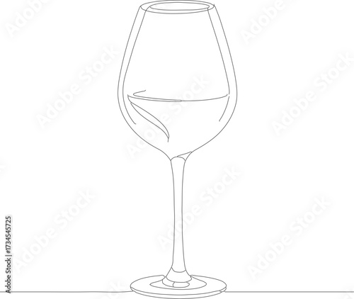 Minimalist Line Art Wineglass Sketch Illustration Drink Alcoholic Beverage