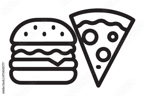 Fast food icons pizza burger  graphics on white background    
