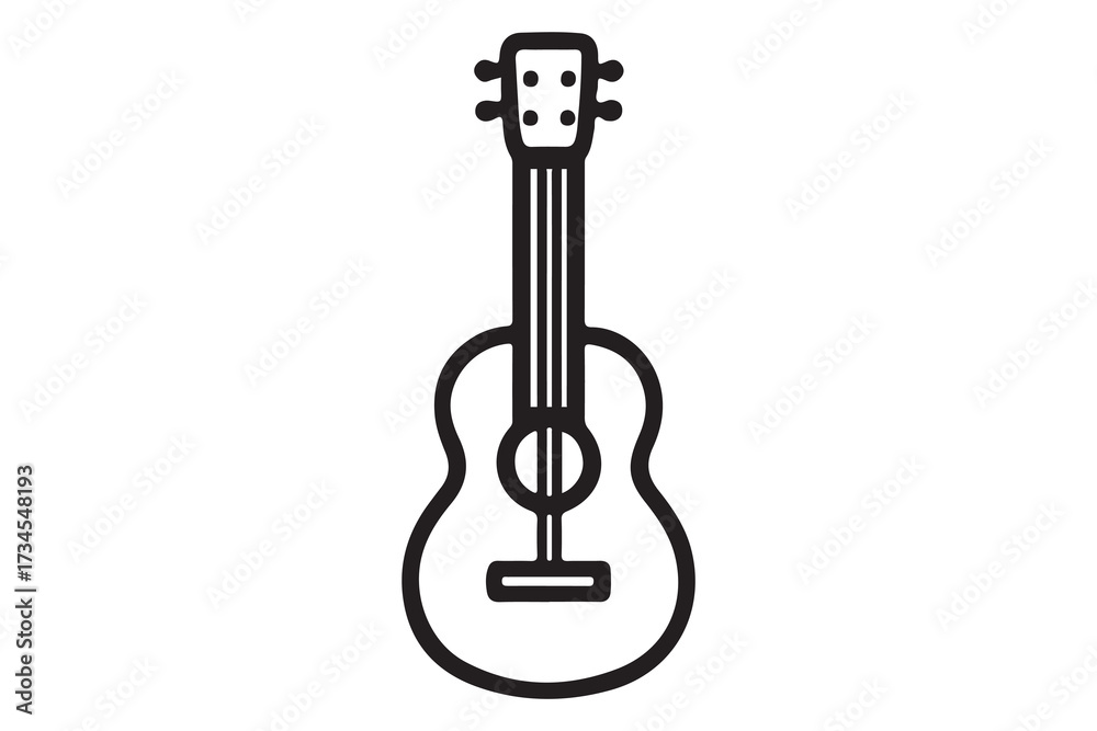 Fototapeta premium Music guiter logo icon silhouette art vector illustration with white background
