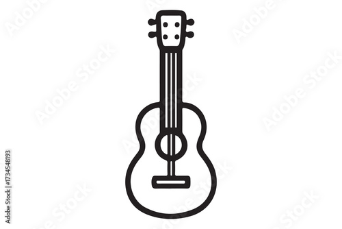 Music guiter logo icon silhouette art vector illustration with white background