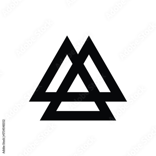 Geometric delta symbol icon in black and white for various applications vector