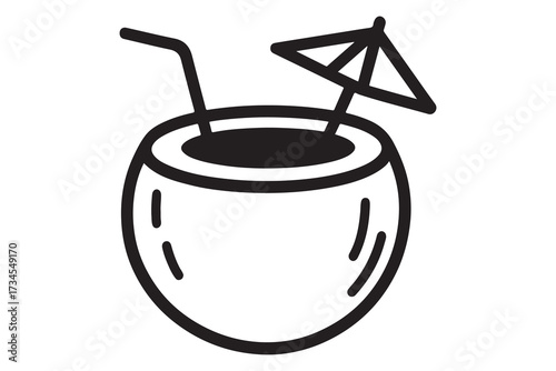 Coconut drink vector icon on white background. Flat vector coconut drink icon symbol sign from modern drinks collection for mobile concept and web apps design. 
