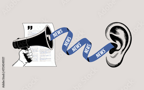 Breaking News Communication Concept: From Source to Audience.