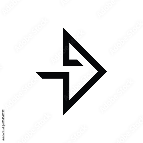 Modern geometric delta symbol icon for navigation and progress forward direction vector