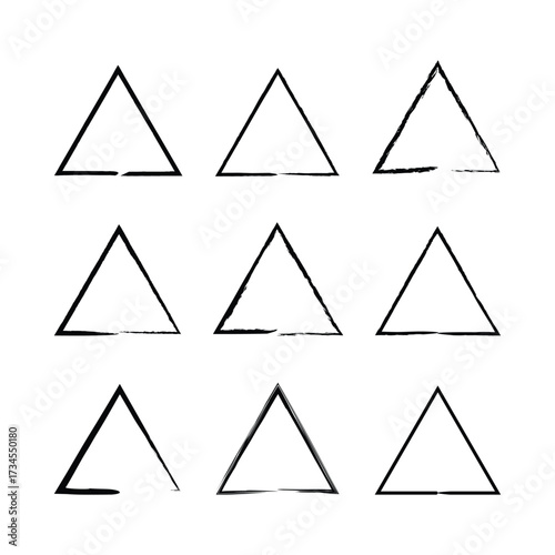 Nine geometric delta symbols arranged in a grid pattern minimalist design vector